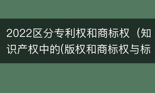 2022区分专利权和商标权（知识产权中的(版权和商标权与标准）