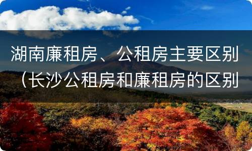 湖南廉租房、公租房主要区别（长沙公租房和廉租房的区别）