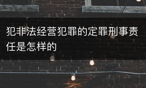 犯非法经营犯罪的定罪刑事责任是怎样的