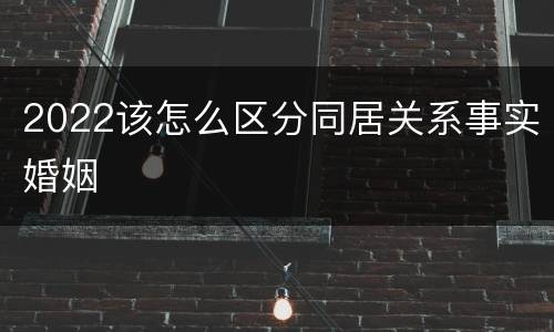 2022该怎么区分同居关系事实婚姻