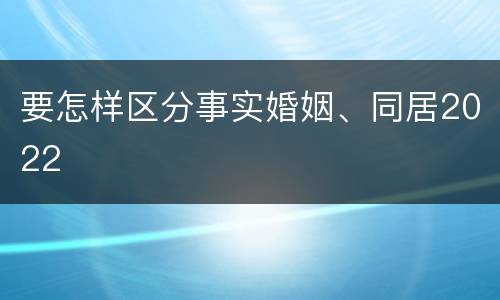 要怎样区分事实婚姻、同居2022