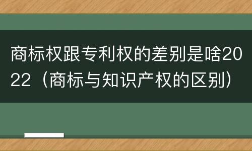 商标权跟专利权的差别是啥2022（商标与知识产权的区别）