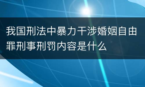 我国刑法中暴力干涉婚姻自由罪刑事刑罚内容是什么