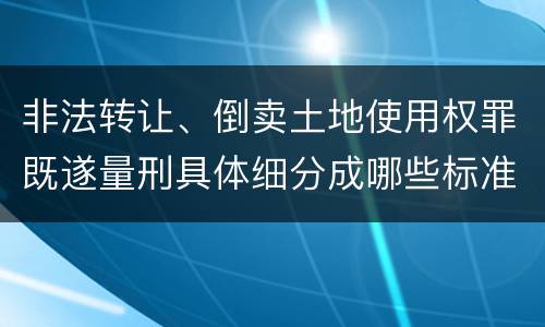 非法转让、倒卖土地使用权罪既遂量刑具体细分成哪些标准