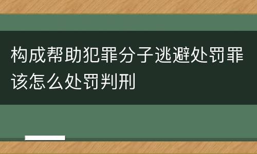 构成帮助犯罪分子逃避处罚罪该怎么处罚判刑