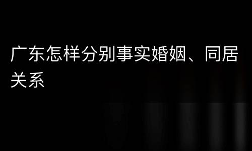 广东怎样分别事实婚姻、同居关系