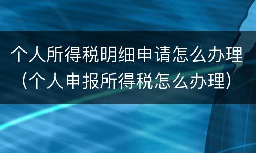 个人所得税明细申请怎么办理（个人申报所得税怎么办理）