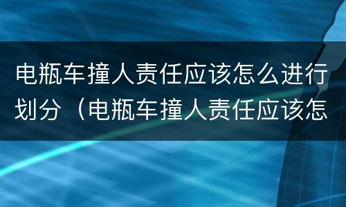 电瓶车撞人责任应该怎么进行划分（电瓶车撞人责任应该怎么进行划分呢）