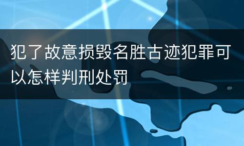 犯了故意损毁名胜古迹犯罪可以怎样判刑处罚