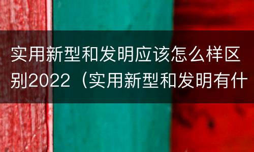 实用新型和发明应该怎么样区别2022（实用新型和发明有什么区别）