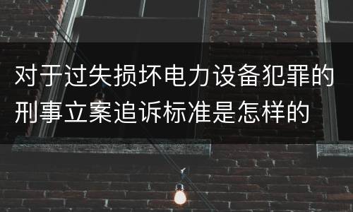 对于过失损坏电力设备犯罪的刑事立案追诉标准是怎样的