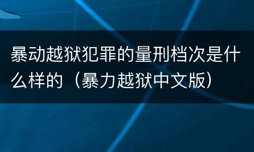 暴动越狱犯罪的量刑档次是什么样的（暴力越狱中文版）