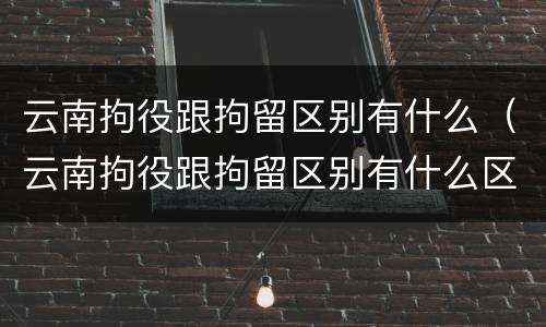 云南拘役跟拘留区别有什么（云南拘役跟拘留区别有什么区别呢）