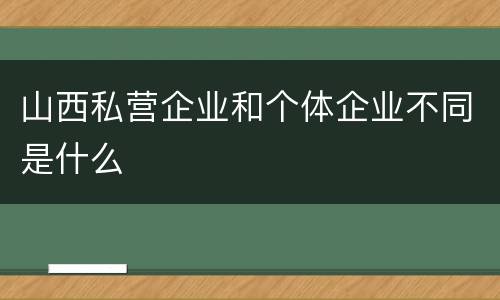 山西私营企业和个体企业不同是什么