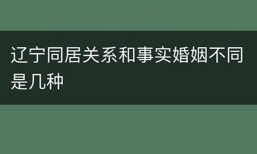 辽宁同居关系和事实婚姻不同是几种