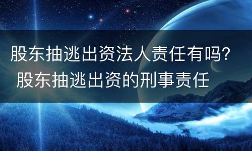 股东抽逃出资法人责任有吗？ 股东抽逃出资的刑事责任