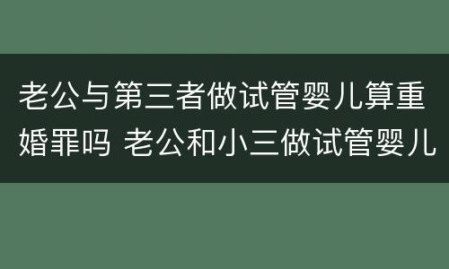 老公与第三者做试管婴儿算重婚罪吗 老公和小三做试管婴儿