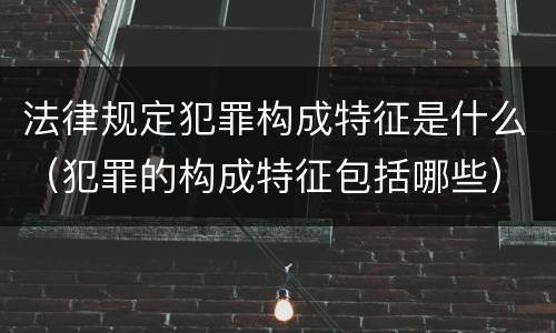 法律规定犯罪构成特征是什么（犯罪的构成特征包括哪些）