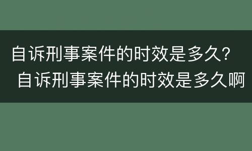 自诉刑事案件的时效是多久？ 自诉刑事案件的时效是多久啊