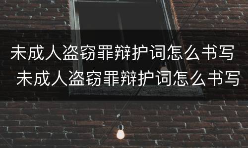 未成人盗窃罪辩护词怎么书写 未成人盗窃罪辩护词怎么书写范文