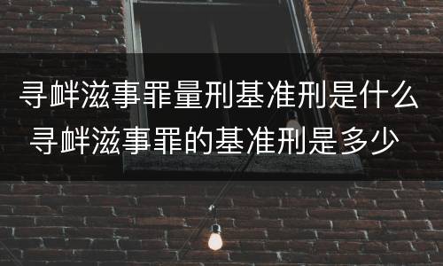 寻衅滋事罪量刑基准刑是什么 寻衅滋事罪的基准刑是多少