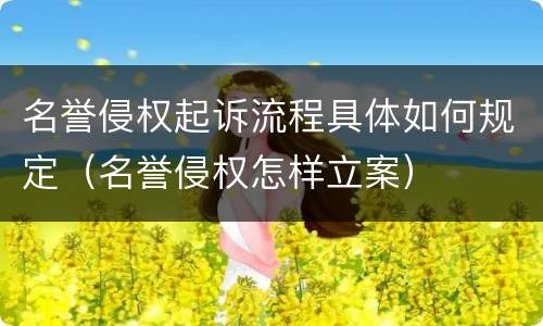 名誉侵权起诉流程具体如何规定（名誉侵权怎样立案）