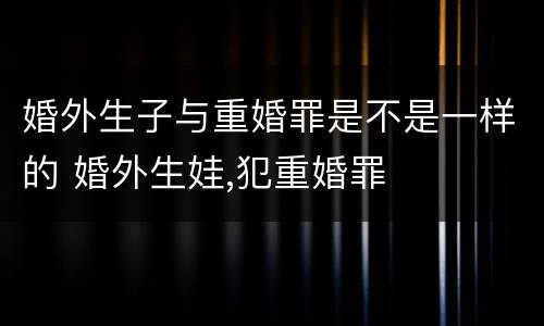 婚外生子与重婚罪是不是一样的 婚外生娃,犯重婚罪