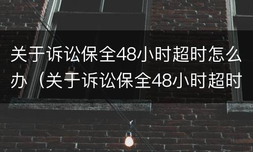 关于诉讼保全48小时超时怎么办（关于诉讼保全48小时超时怎么办的规定）