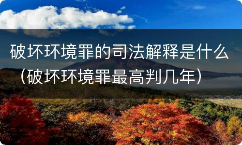 破坏环境罪的司法解释是什么（破坏环境罪最高判几年）