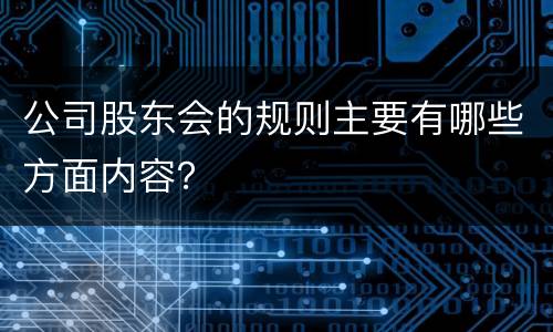 公司股东会的规则主要有哪些方面内容？