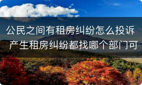 公民之间有租房纠纷怎么投诉 产生租房纠纷都找哪个部门可以解决