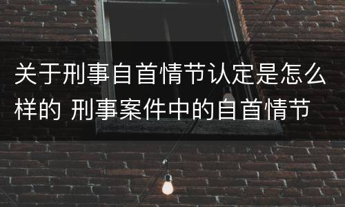 关于刑事自首情节认定是怎么样的 刑事案件中的自首情节