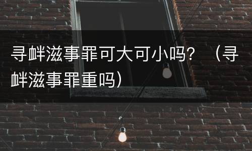 寻衅滋事罪可大可小吗？（寻衅滋事罪重吗）