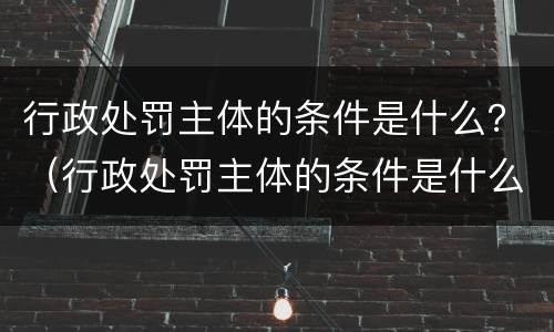 行政处罚主体的条件是什么？（行政处罚主体的条件是什么）