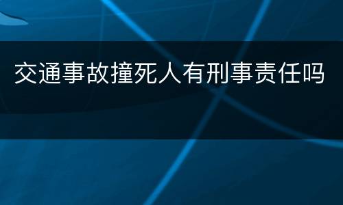 交通事故撞死人有刑事责任吗