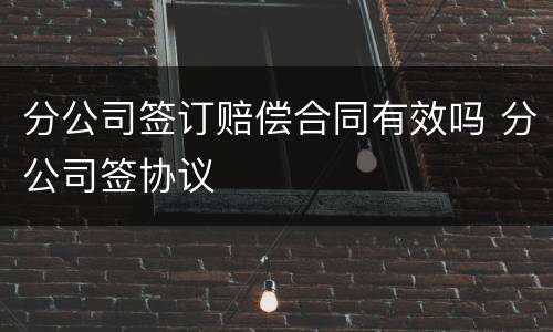 分公司签订赔偿合同有效吗 分公司签协议