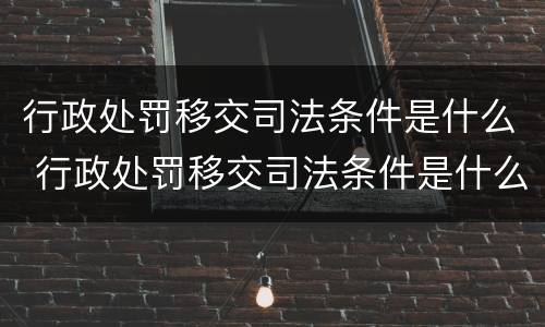 行政处罚移交司法条件是什么 行政处罚移交司法条件是什么呢